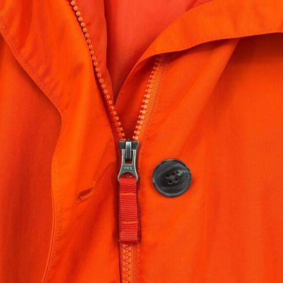 Lands' End Jacket Size M Orange Hooded Nylon Water Resistant Lined Windbreaker - Picture 7 of 13